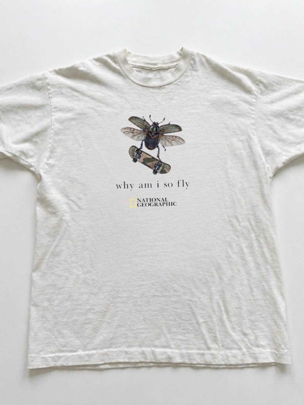 Gildan White Short-Sleeve Graphic Tee with Skateboarding Insect